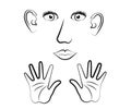 Human sense organs on a white background. Sketch. Vector